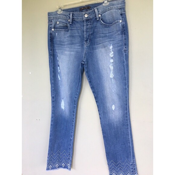 Level 99 Anthropologie Jeans Women Size 29 Slouchy Straight Cuffs Mid Rise Boho - Picture 11 of 14